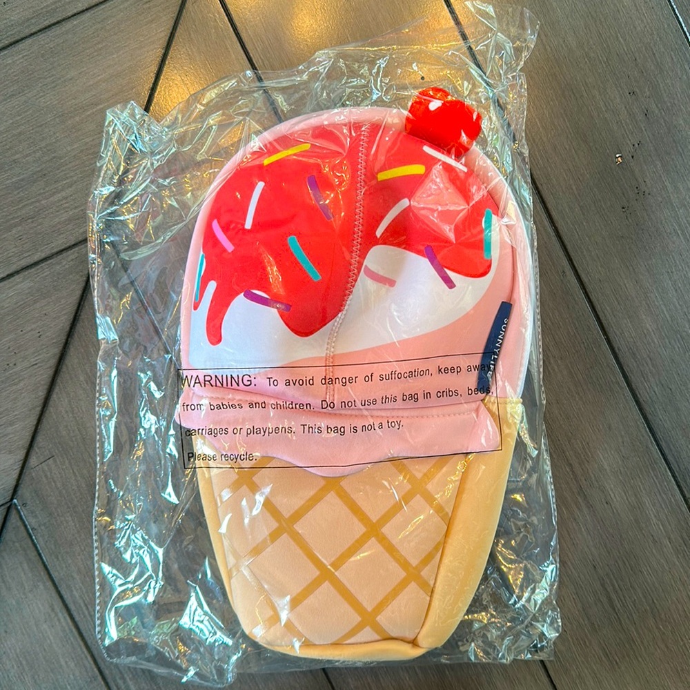 Adorable neoprene backpack shaped like an ice cream cone!